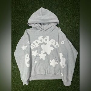 Sp5der Beluga heavyweight Grey Hoodie